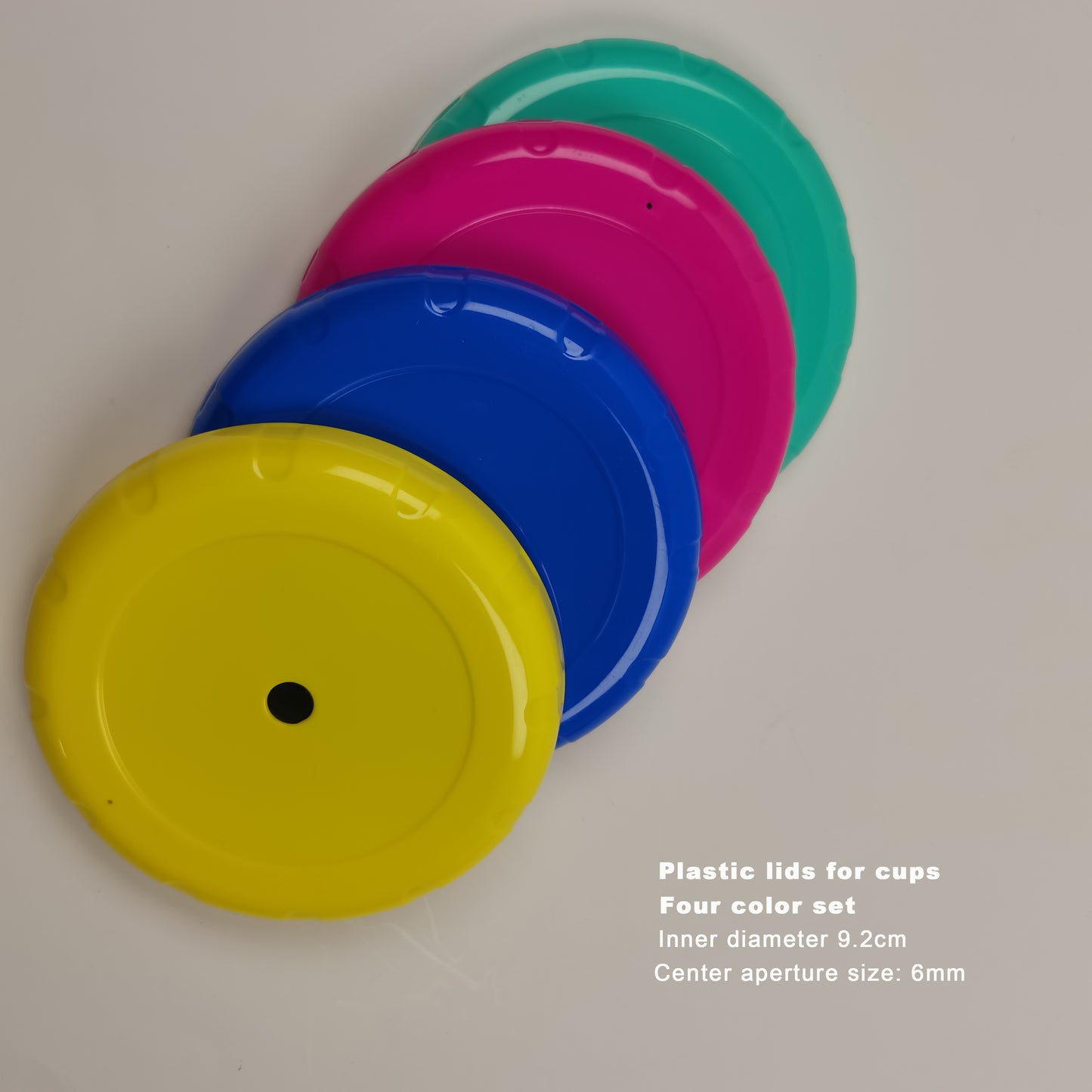 Coxentll Plastic lids for cups, Plastic Colorful Reusable Cups Lids for Drink Cups, Four colors set, 5 PCS