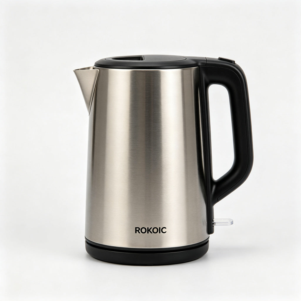 ROKOIC Electric Kettle, 1.7L Stainless Steel Tea Kettle with Fast Boil, Auto Shut-Off & Boil-Dry Protection, BPA Free Water Heater with LED Indicator, Cordless Base for Kitchen