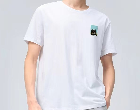 Bluae Faionry T-shirt Round neck pure cotton short sleeved T-shirt, casual printed round neck top, young student casual simple short sleeved T-shirt