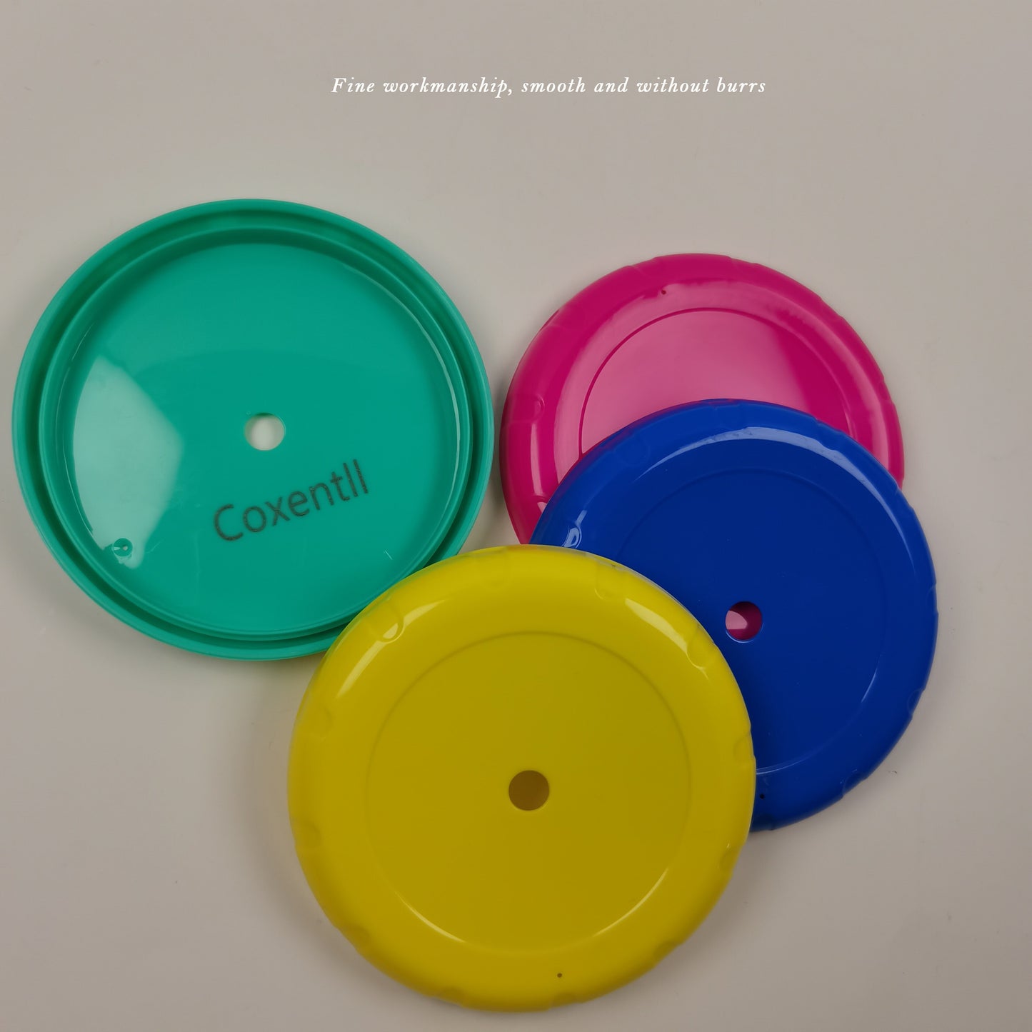Coxentll Plastic lids for cups, Plastic Colorful Reusable Cups Lids for Drink Cups, Four colors set, 5 PCS