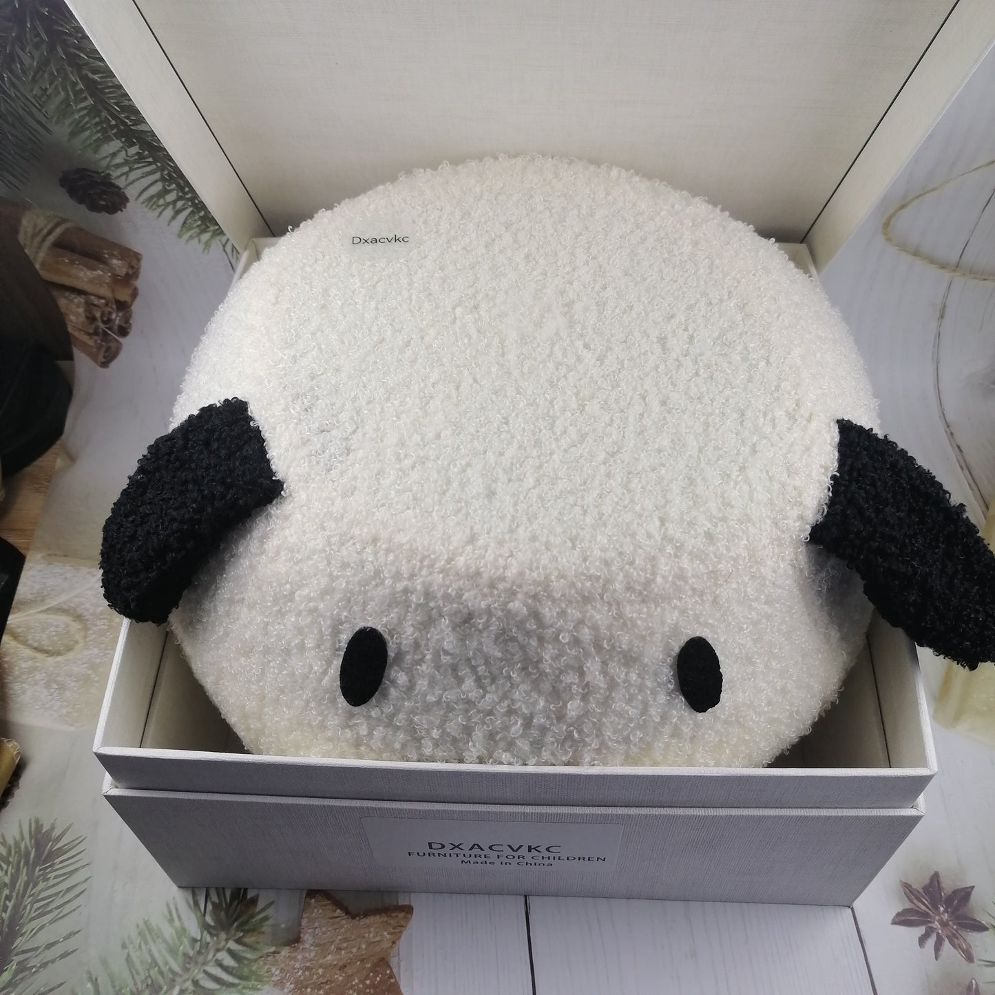 Dxacvkc Furniture for children Cute Dog Plush Ottoman Perfect for Kids Room Decor