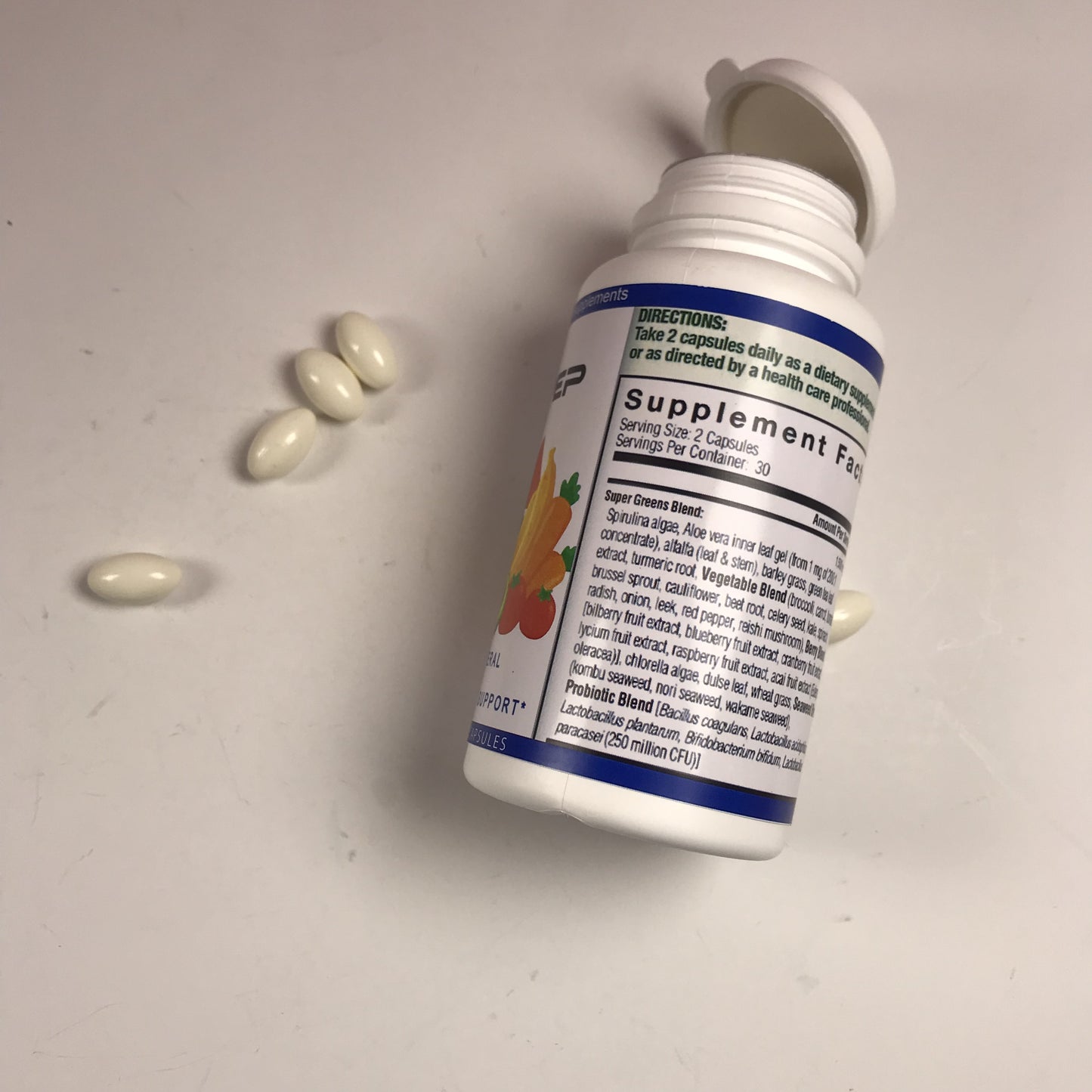 SINOPEP Dietary and nutritional supplements, Organic Superfood Greens Fruits and Veggies Complex-Rich Organic Ingredients Non-GMO 30Capsule