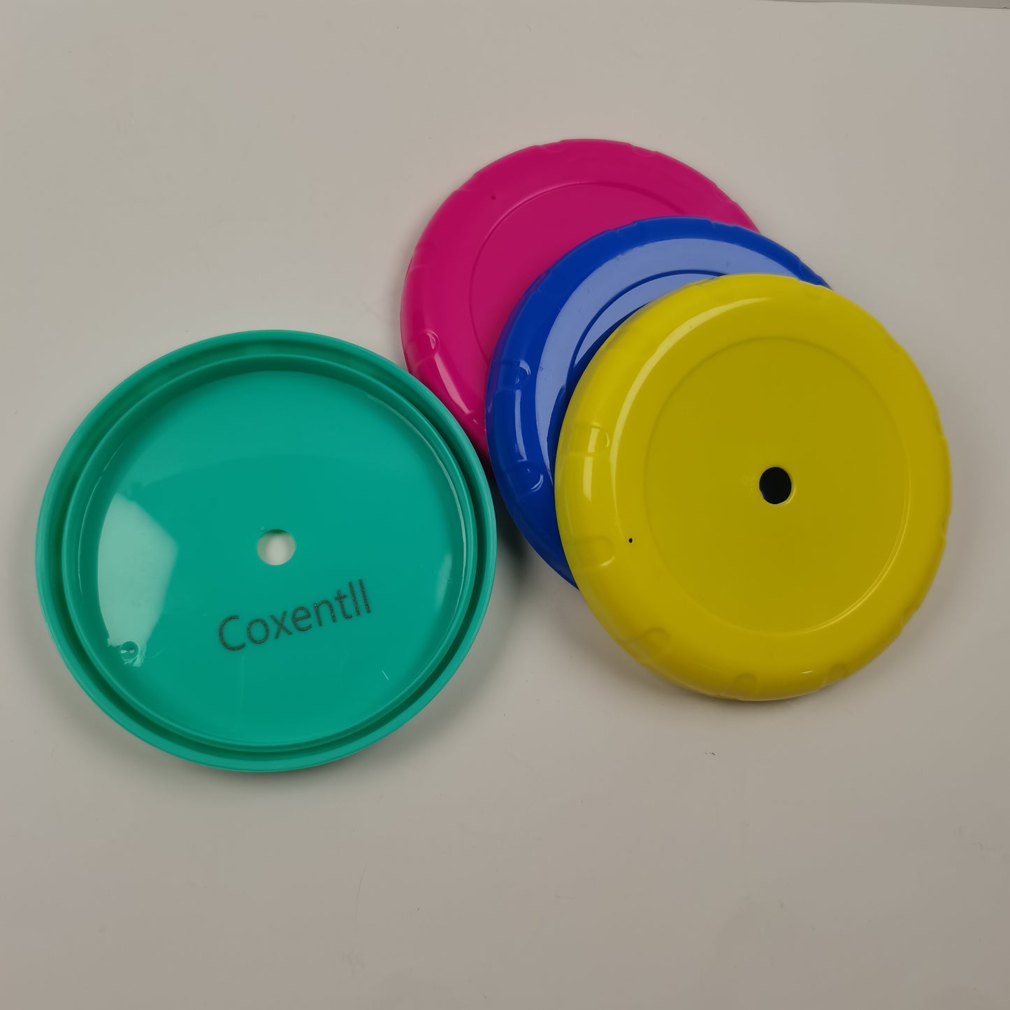 Coxentll Plastic lids for cups, Plastic Colorful Reusable Cups Lids for Drink Cups, Four colors set, 5 PCS