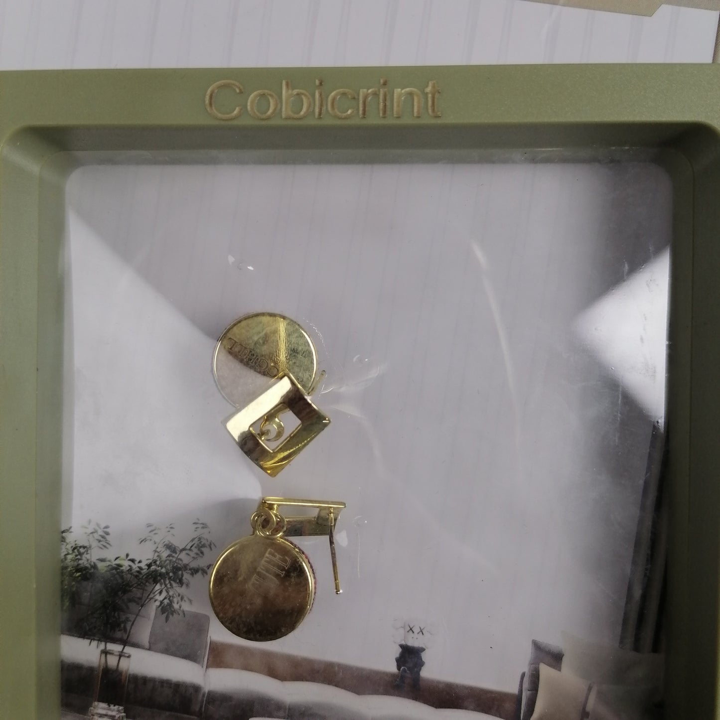Cobicrint earrings Earrings Fresh Round Button Earrings Plaid Button Earrings