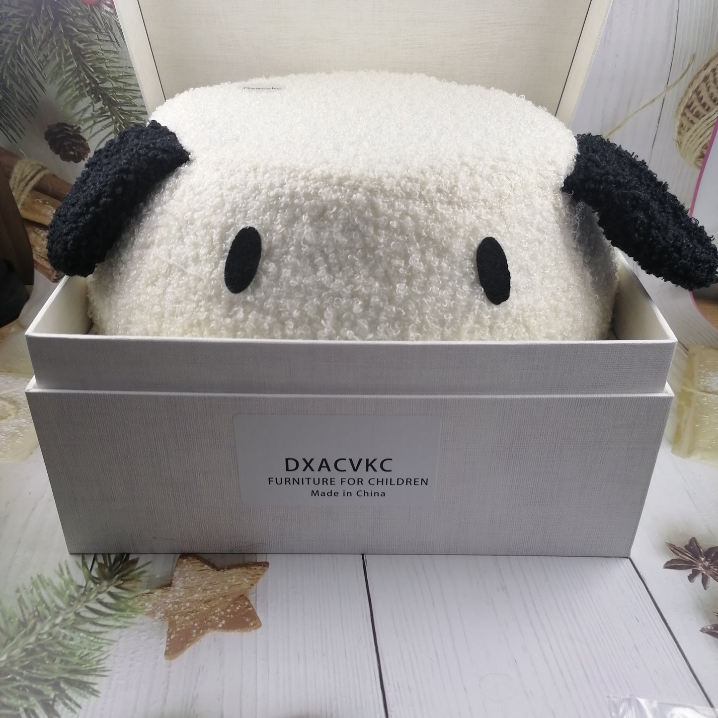 Dxacvkc Furniture for children Cute Dog Plush Ottoman Perfect for Kids Room Decor