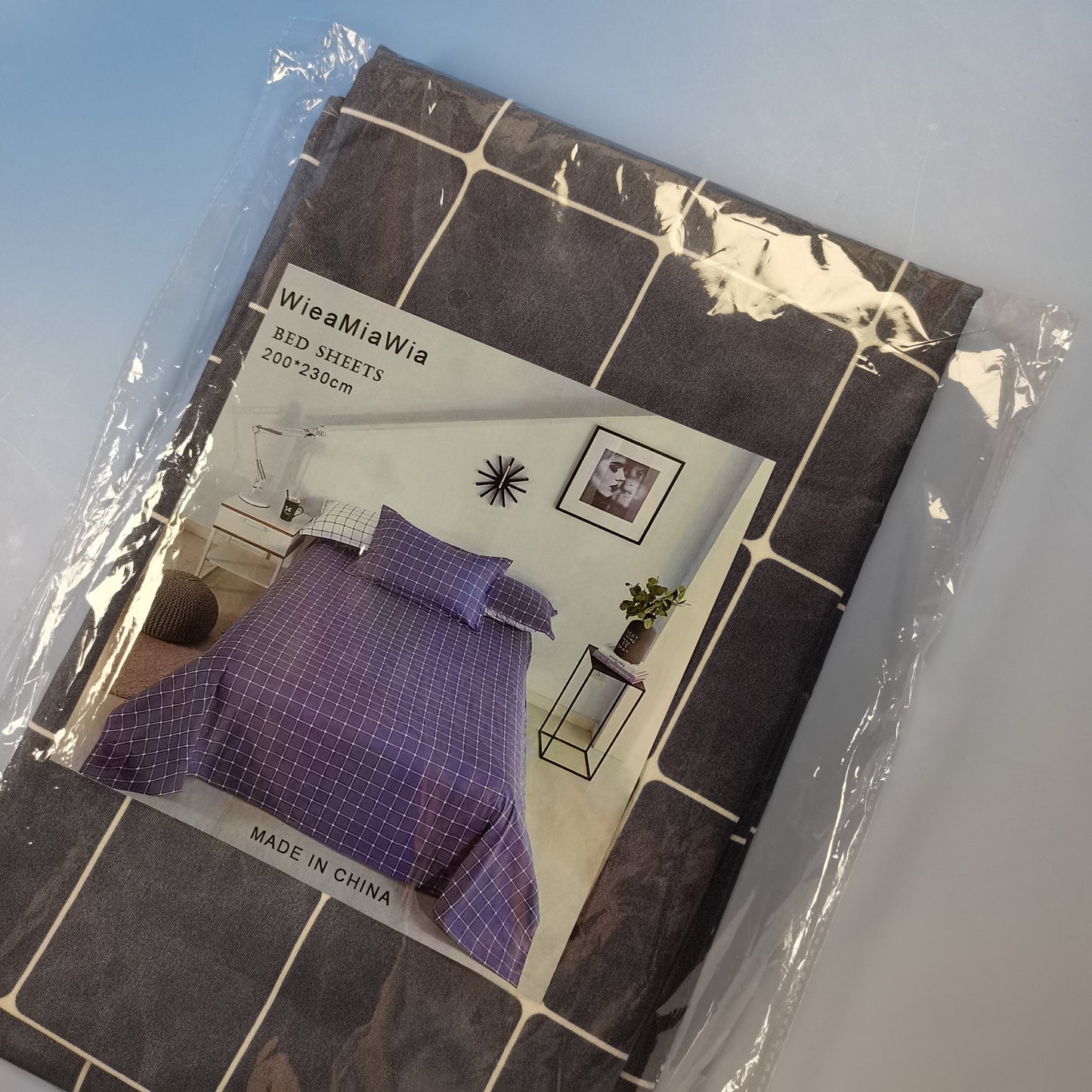 WieaMiaWia Bed sheets Simple grid bed sheets made of 100% cotton material, comfortable and breathable,200*230cm