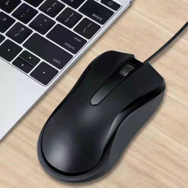 DUCHY Computer Mouse, Wired Mouse with Ergonomic Design, Silent USB Computer Mouse, Office and Home Mice (Black, Wired)