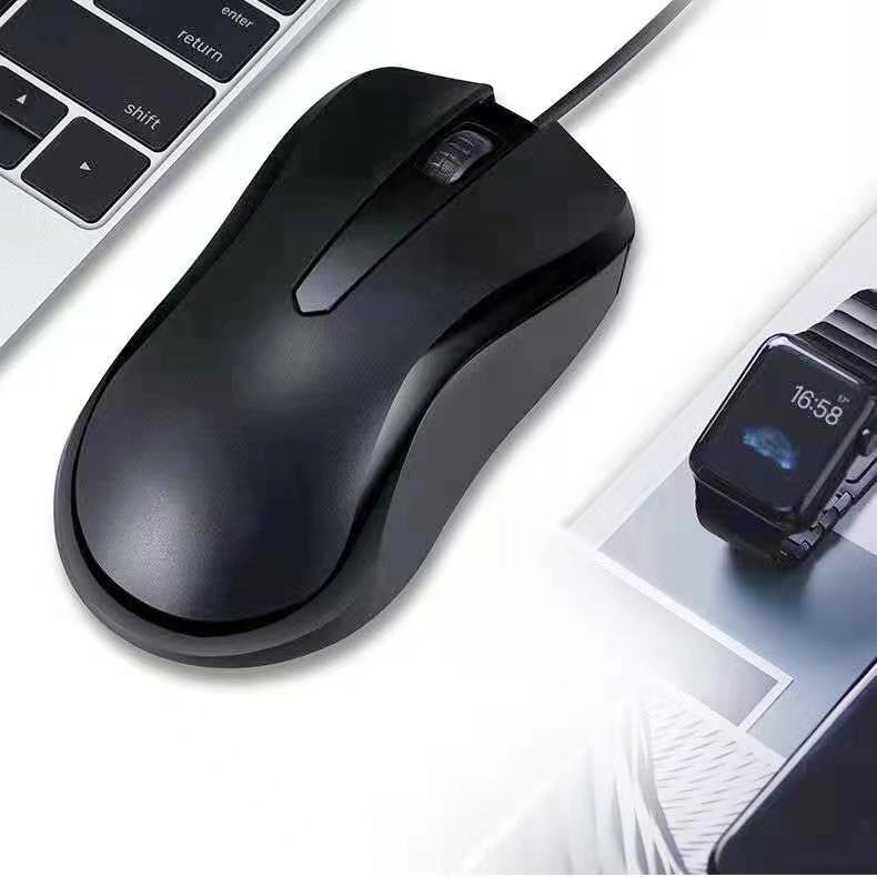 DUCHY Computer Mouse, Wired Mouse with Ergonomic Design, Silent USB Computer Mouse, Office and Home Mice (Black, Wired)