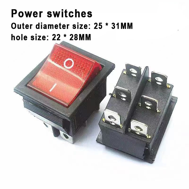 guanghuifeng Power switches, AC 16A/250V 25A/125V 6 Pins 2 Position ON/OFF with Red LED Pilot Light, 2Pcs