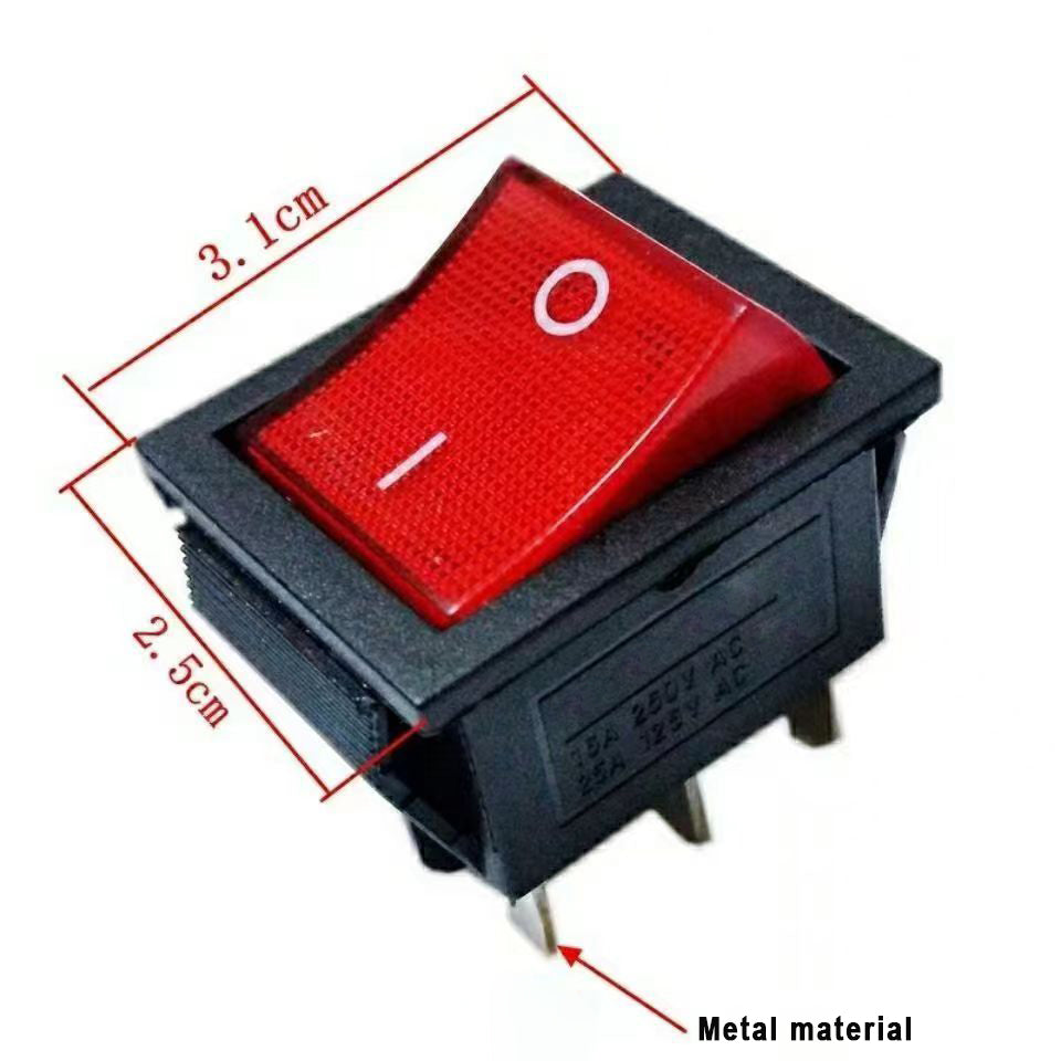 guanghuifeng Power switches, AC 16A/250V 25A/125V 6 Pins 2 Position ON/OFF with Red LED Pilot Light, 2Pcs