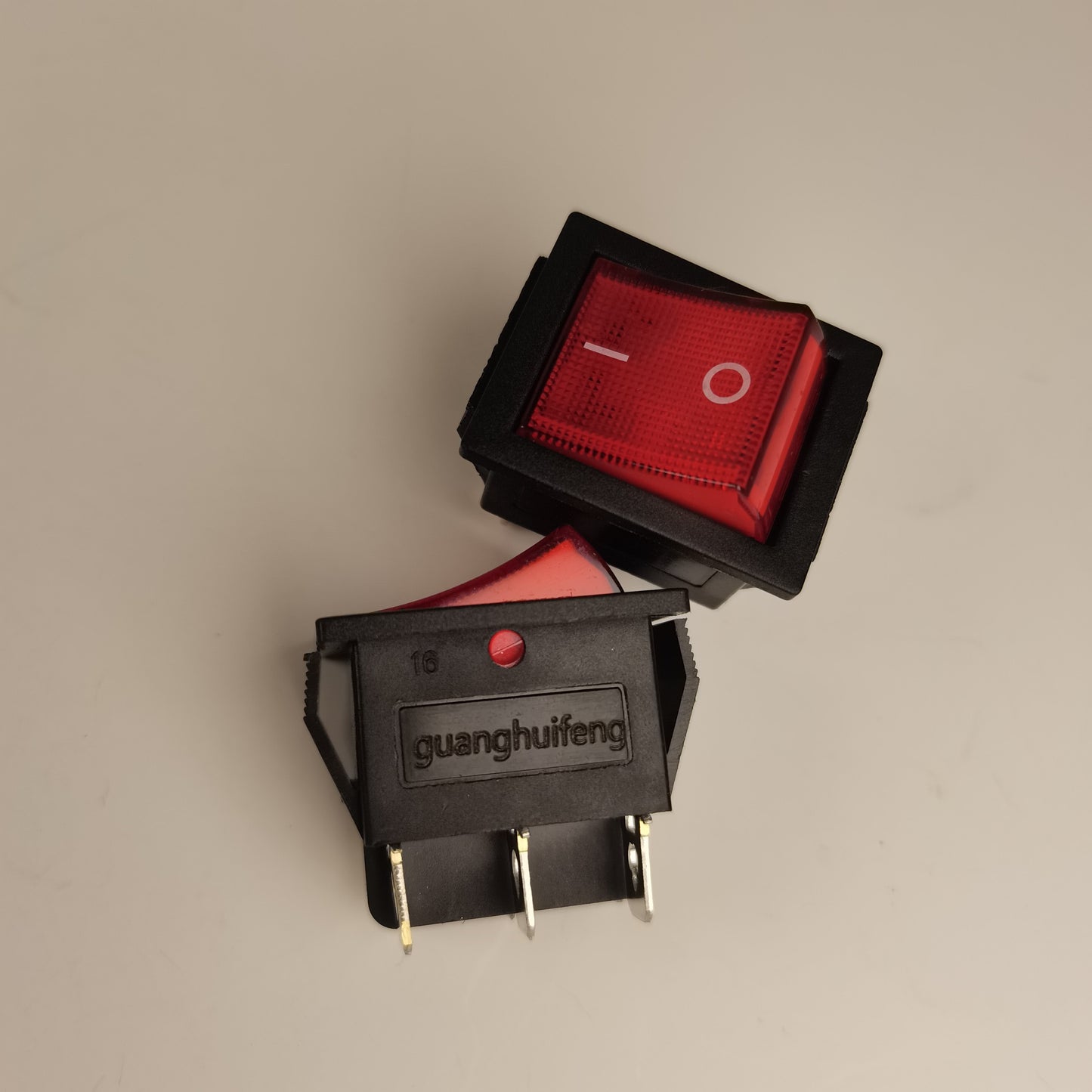 guanghuifeng Power switches, AC 16A/250V 25A/125V 6 Pins 2 Position ON/OFF with Red LED Pilot Light, 2Pcs