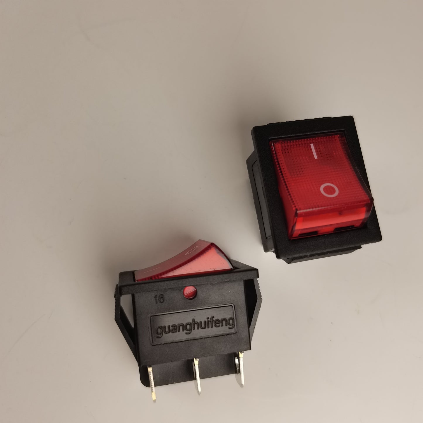 guanghuifeng Power switches, AC 16A/250V 25A/125V 6 Pins 2 Position ON/OFF with Red LED Pilot Light, 2Pcs