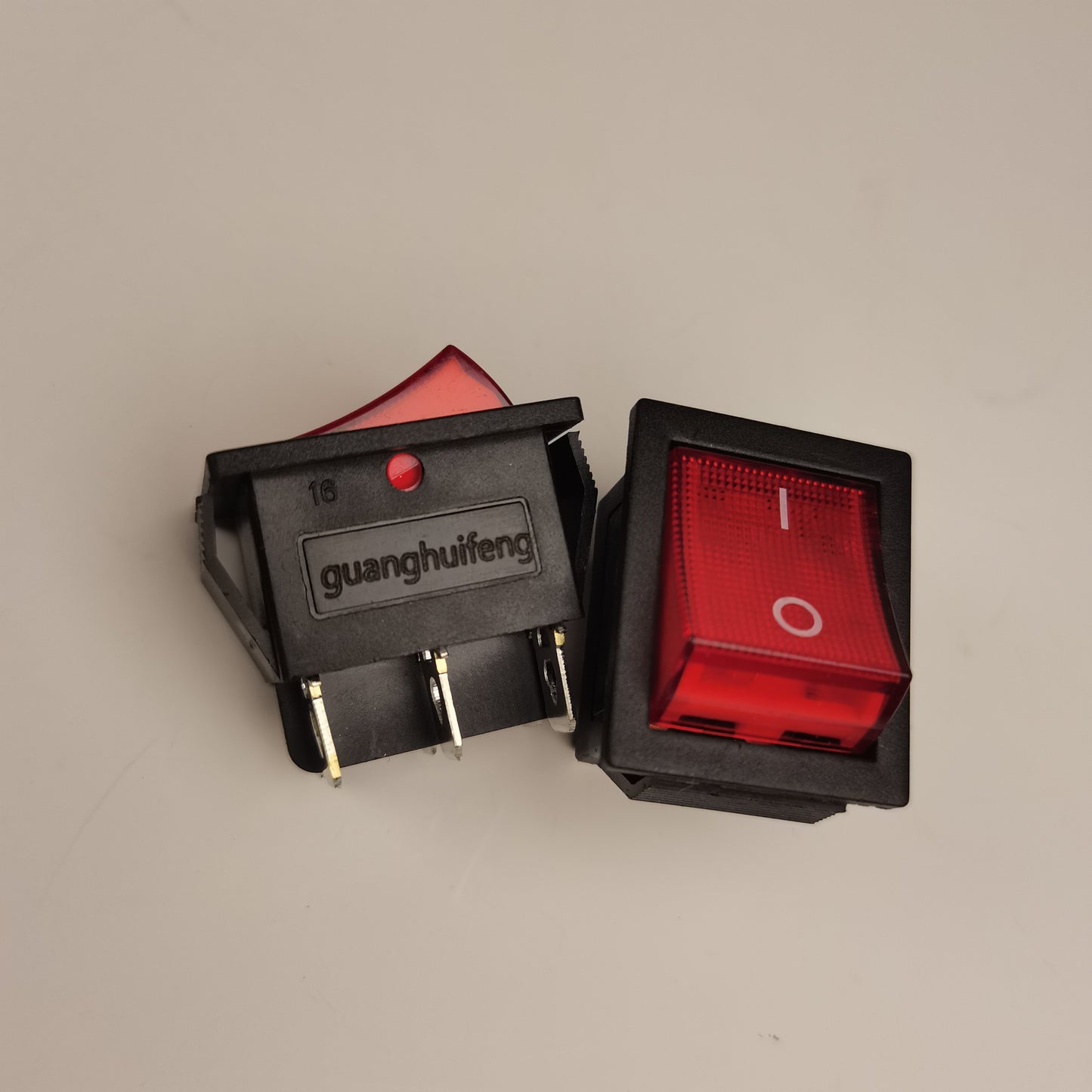 guanghuifeng Power switches, AC 16A/250V 25A/125V 6 Pins 2 Position ON/OFF with Red LED Pilot Light, 2Pcs