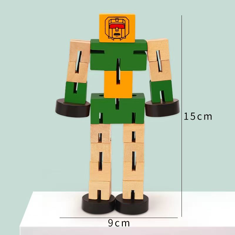 FFTQTOYS Toy action figures and accessories therefor.Wooden robot, transformable doll Autobot, children's toys
