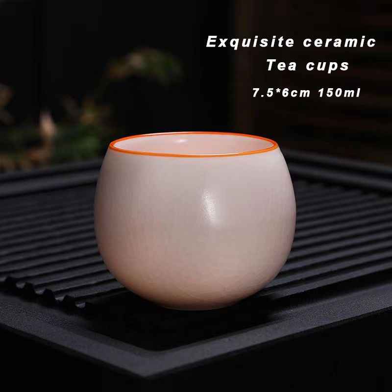 Earless bear tea cups, Exquisite ceramics tea cup, light pink 150ml