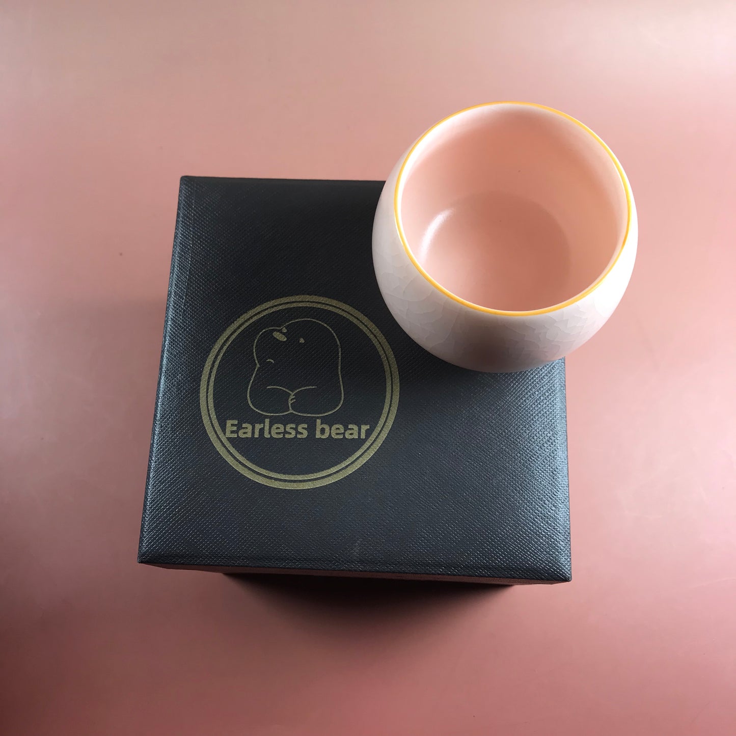 Earless bear tea cups, Exquisite ceramics tea cup, light pink 150ml