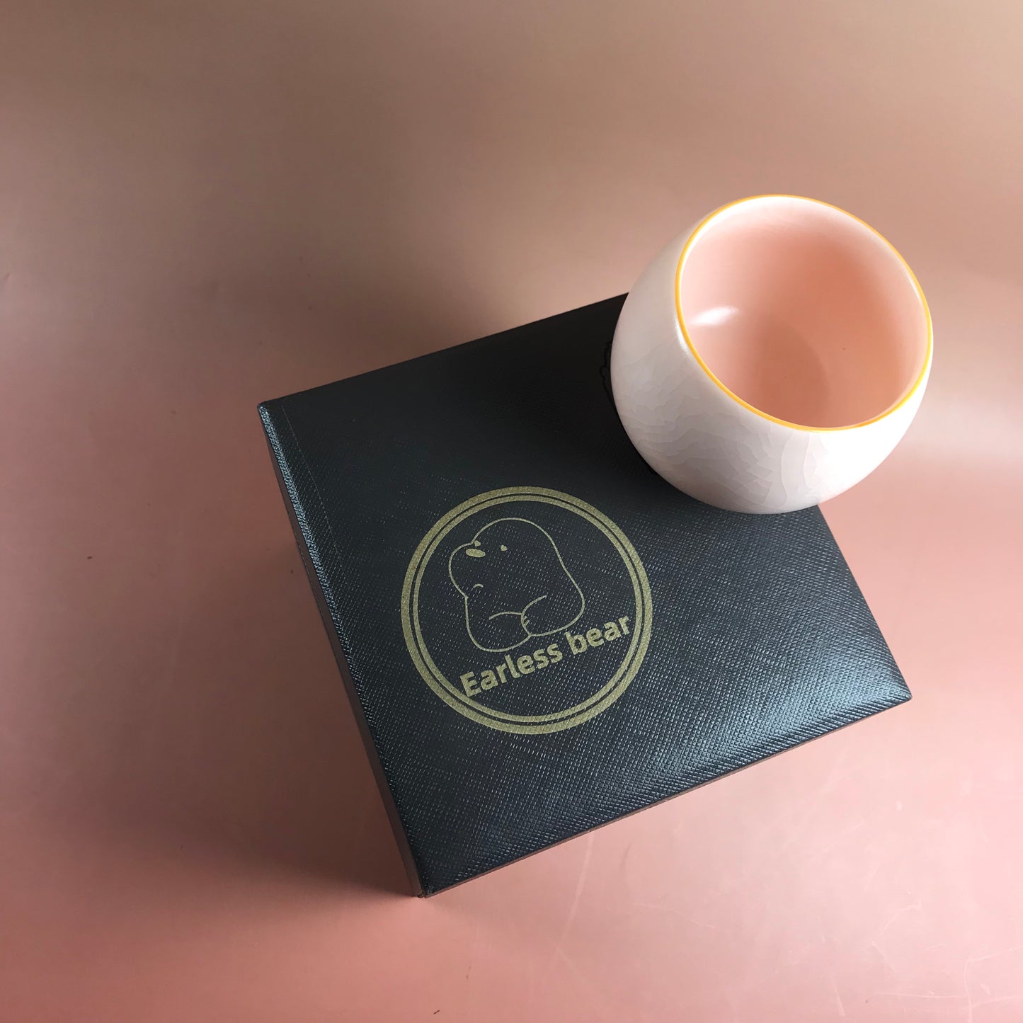 Earless bear tea cups, Exquisite ceramics tea cup, light pink 150ml