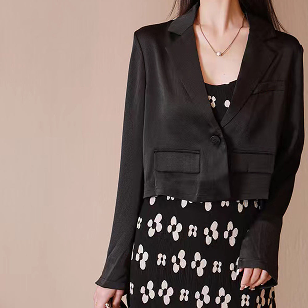 YIZEGAN Women's Casual Blazer Open Front Long Sleeve Casual Work Solid Color Single Button Jacket