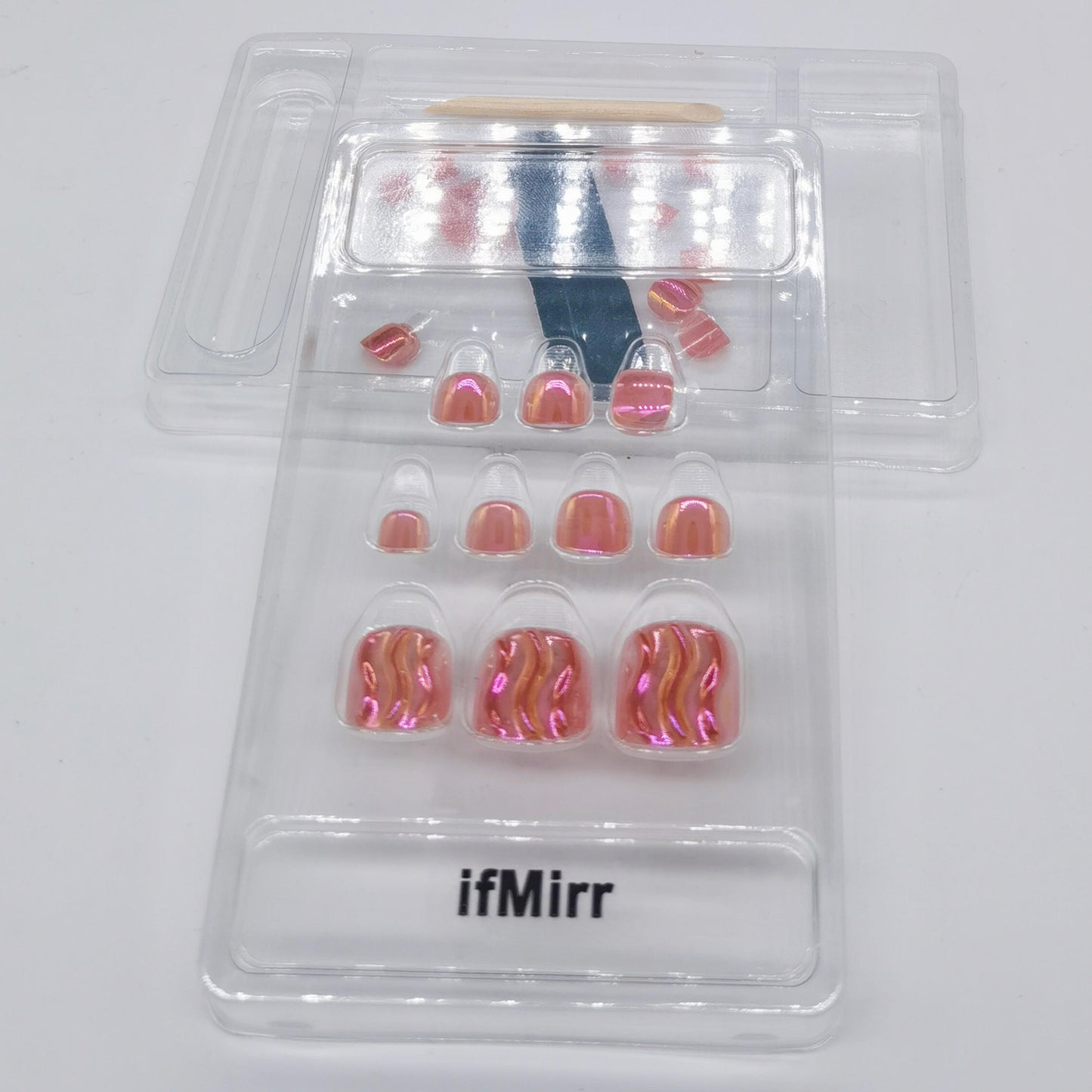 ifMirr 24pcs False Toe Nail Tips Full Cover French Fake Nails Medium Toe Artificial Nail Art Toenails