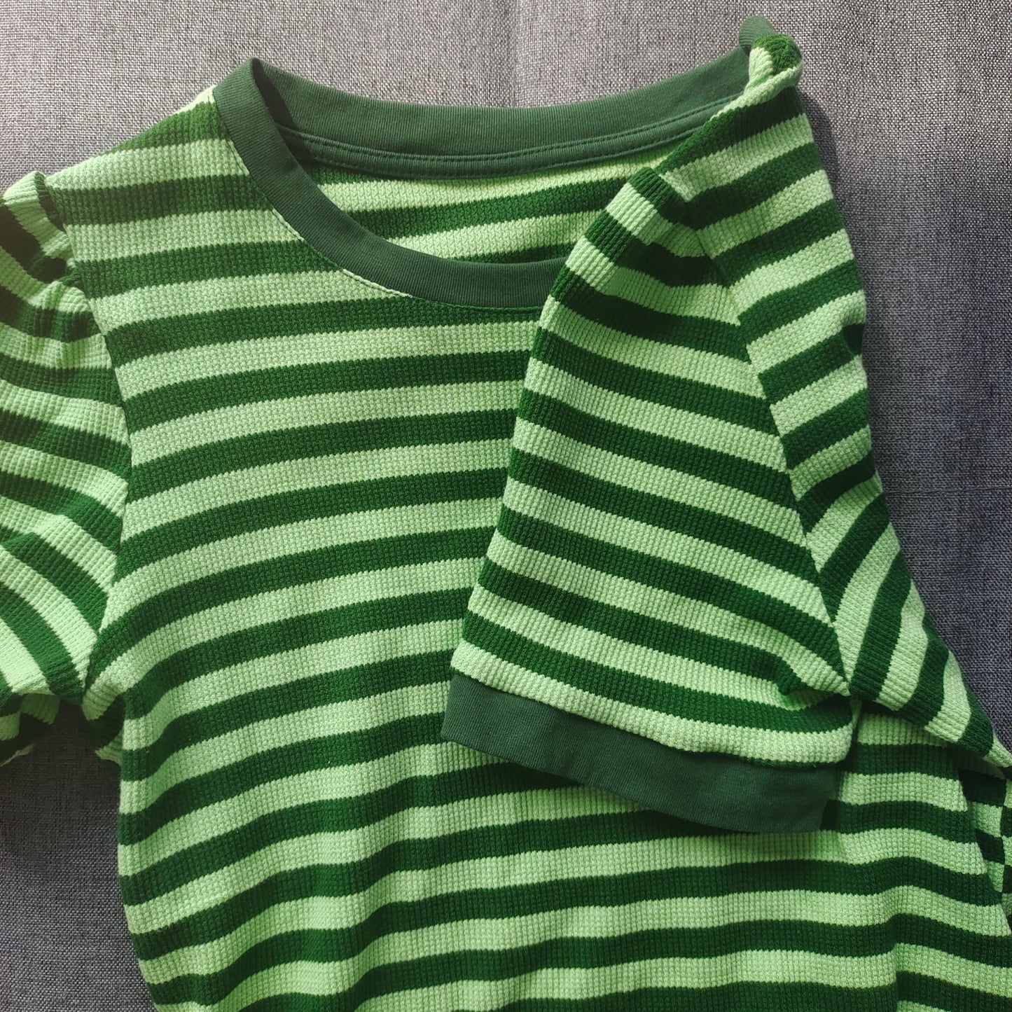 ALAOAVAE Short Sleeve T-shirts Women Green Striped All-match Slim Crop Tops Casual Summer New Ladies Colorful Tees