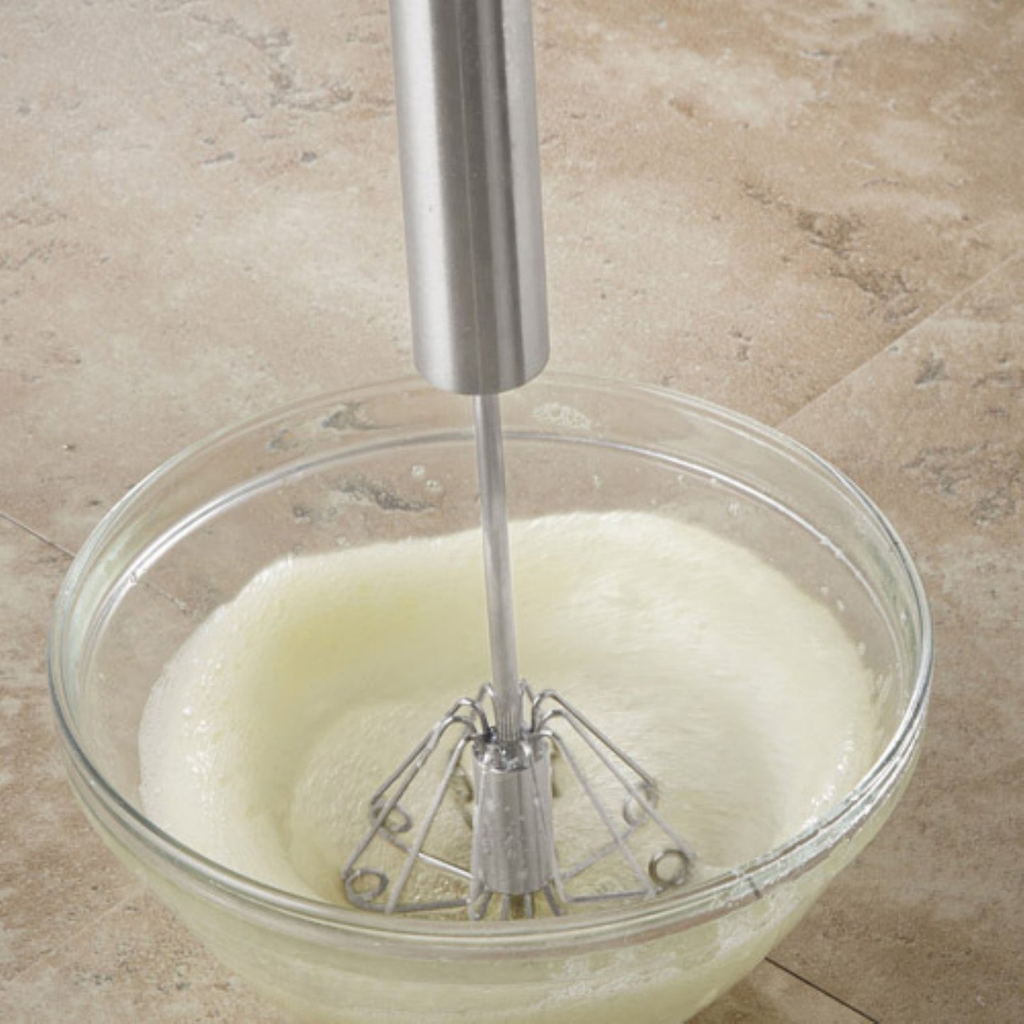 evetree Push-Down Zip Whisk 14" Stainless Steel Rotary Whisk - Easy to Use