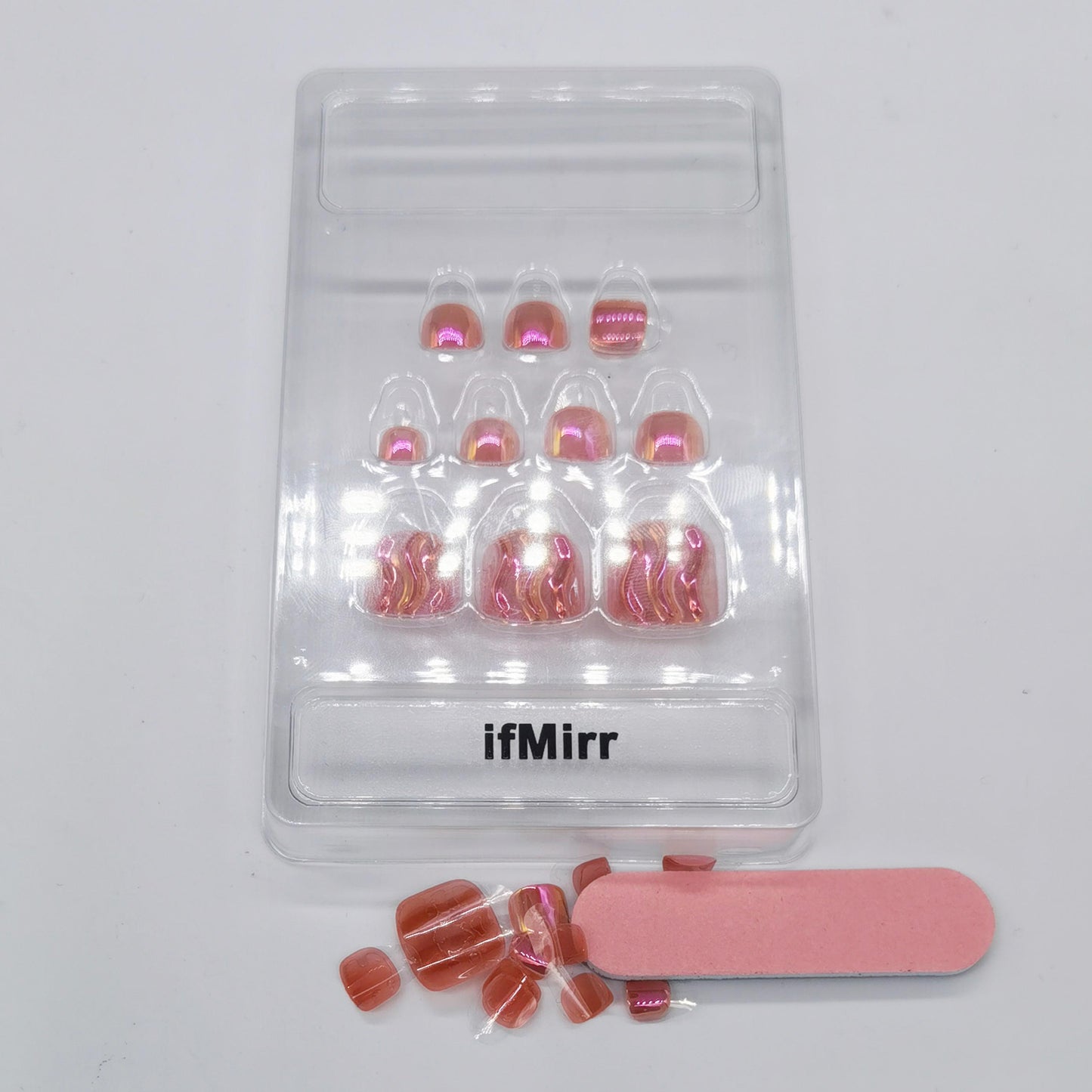 ifMirr 24pcs False Toe Nail Tips Full Cover French Fake Nails Medium Toe Artificial Nail Art Toenails