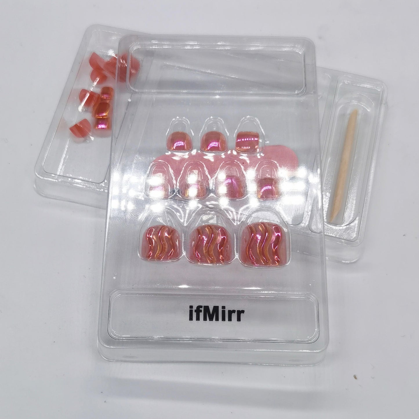 ifMirr 24pcs False Toe Nail Tips Full Cover French Fake Nails Medium Toe Artificial Nail Art Toenails