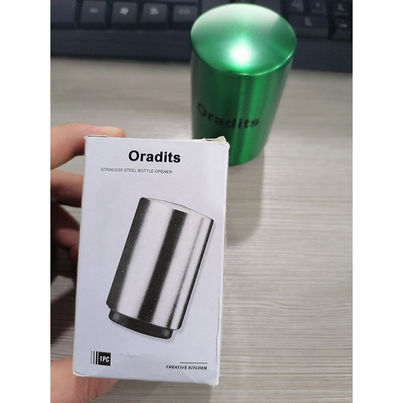 Oradits 1 Pc Stainless Steel Beer Bottle Opener Kitchen Accessories Corkscrew Portable Bar Gadgets Magnetic Automatic Press Lid Opener