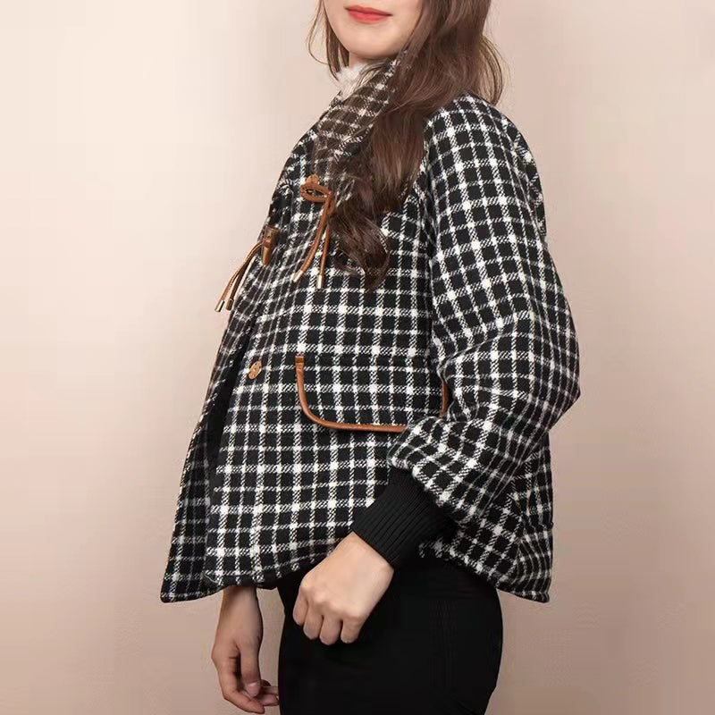 x.wawa Women Button Up Plaid Shirt Jacket Thick Short Shacket Coat Vintage Crop Tunic Casual Blouse Top Outwear with Pocket
