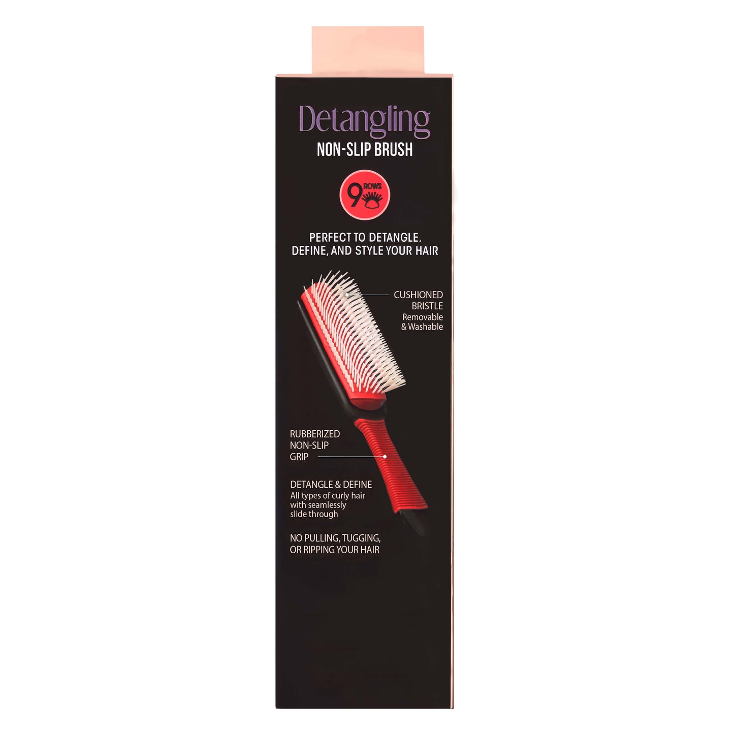 evetree 9-Row Non-Slip Detangling Hair Brush Red