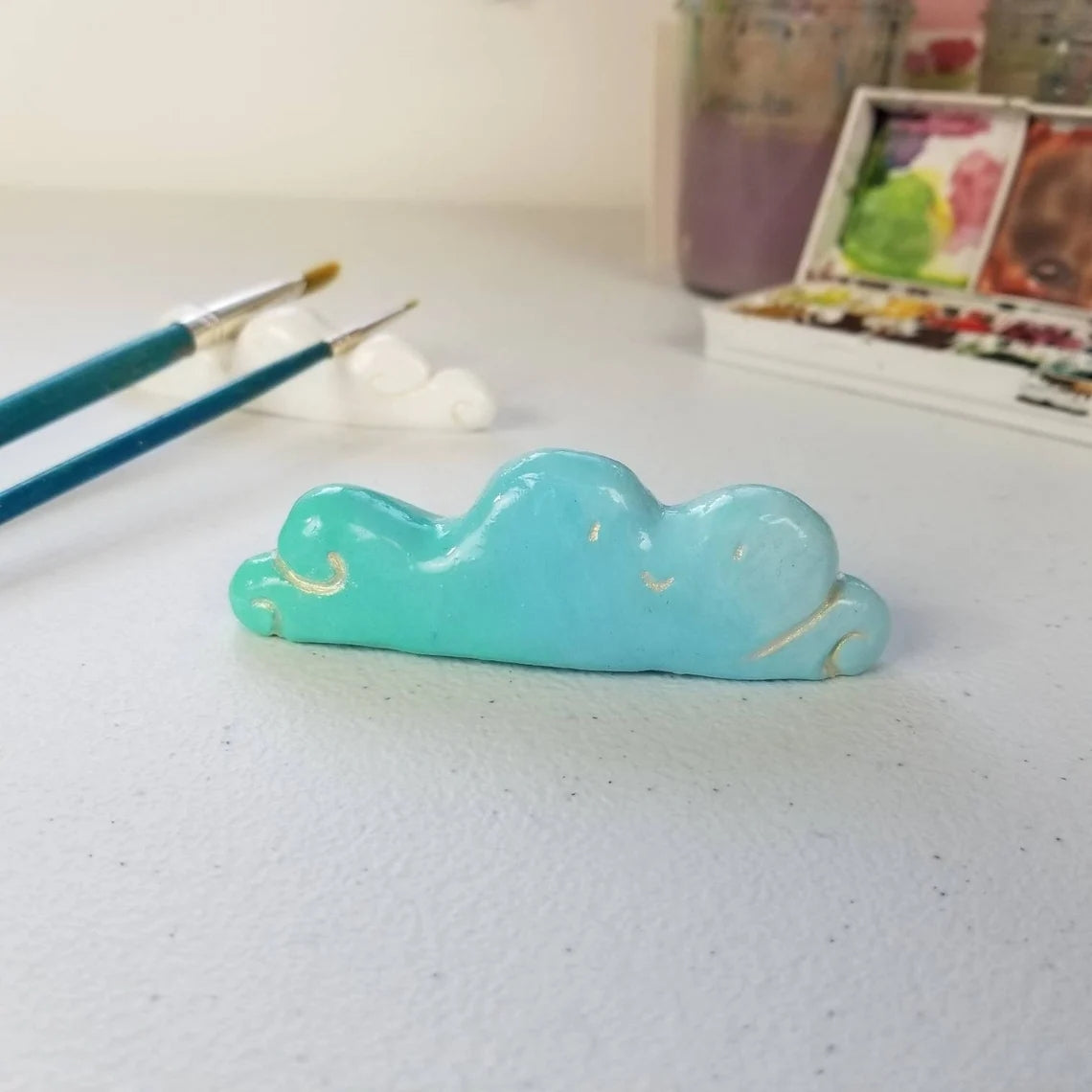 Dekedun Brush Holder Rest Cute Desk Accessories Office Supplies Decor, Miniature Whimsical Sculpture, Unique Pen Holder