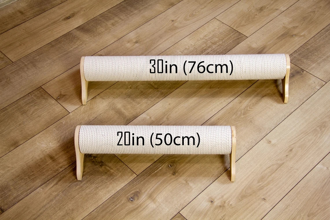 A-CKSPFTWD Wooden cat scratching post, Cat scratcher, Horizontal floor cat scratching post, sisal cat scratch pole, Modern cat furniture