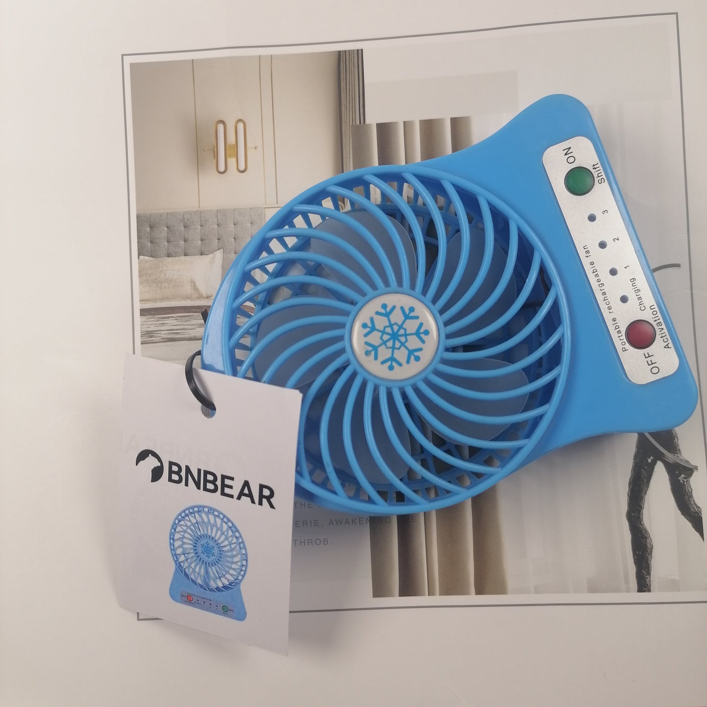 BNBEAR Electric fans，Mini high power fan, USB silent charging,hand held fan