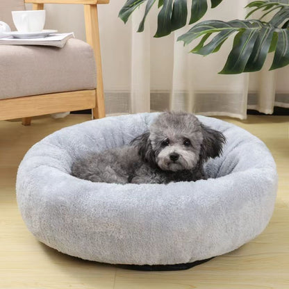 HaoDyuff Beds for household pets Removable Washable Oval Bed, Fluffy Dog Cuddle Bed, Light Grey