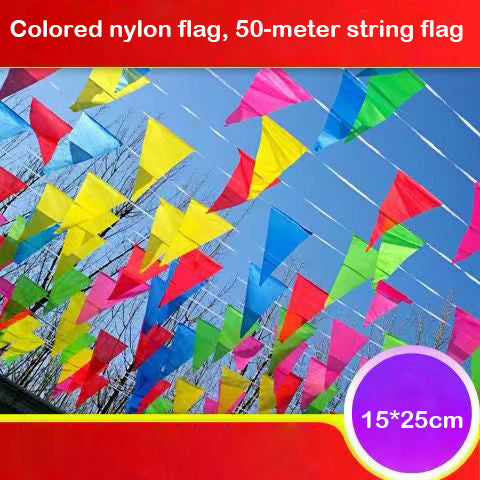 Patriogee Nylon flags, 50 meter Colorful Nylon Pennant Flags Triangle Flags Banner for Birthday Party Celebrations