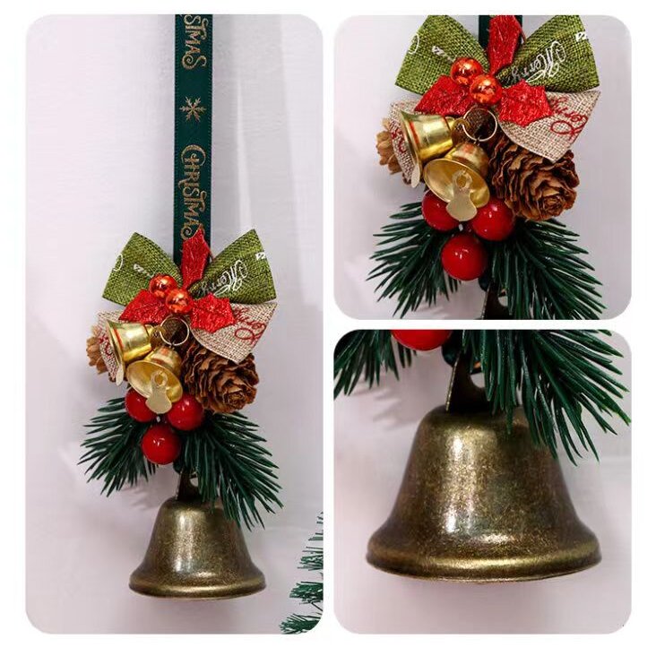 Shuyitt Bells for Christmas trees, Metal Christmas Bell Ornaments with Hanging Rope, 3Pcs