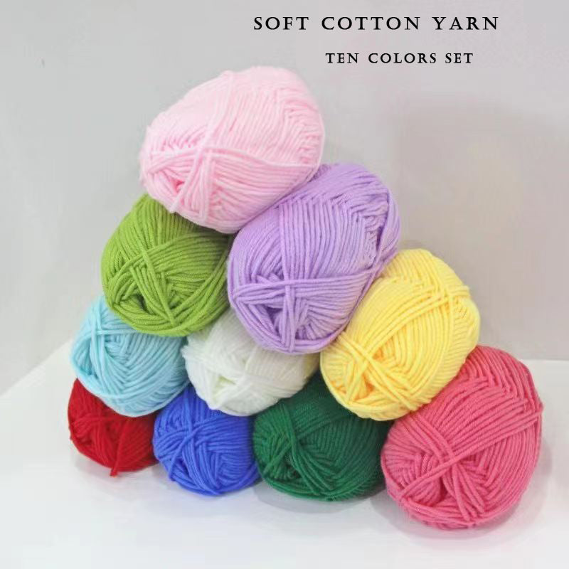 welovepro Cotton yarn, 100 Percent Cotton Medium 4 Worsted, Ten Colors set for Beginner in Crafting