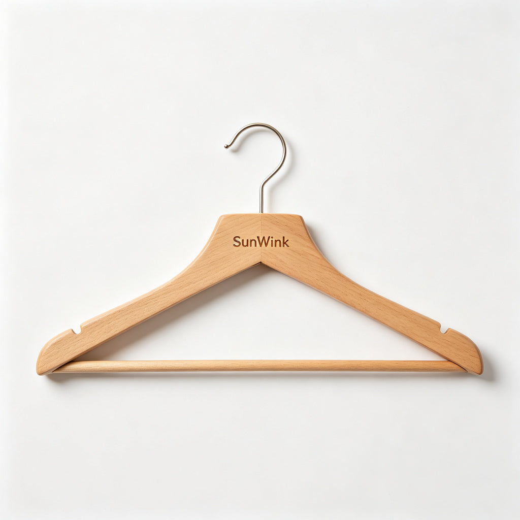 SunWink Wooden Clothes Hangers, 20 Pack Smooth Natural Wood Coat Hangers with 360 Swivel Hook & Notches, Heavy Duty Hangers for Suit Shirt Dress Jacket, Closet Organizer
