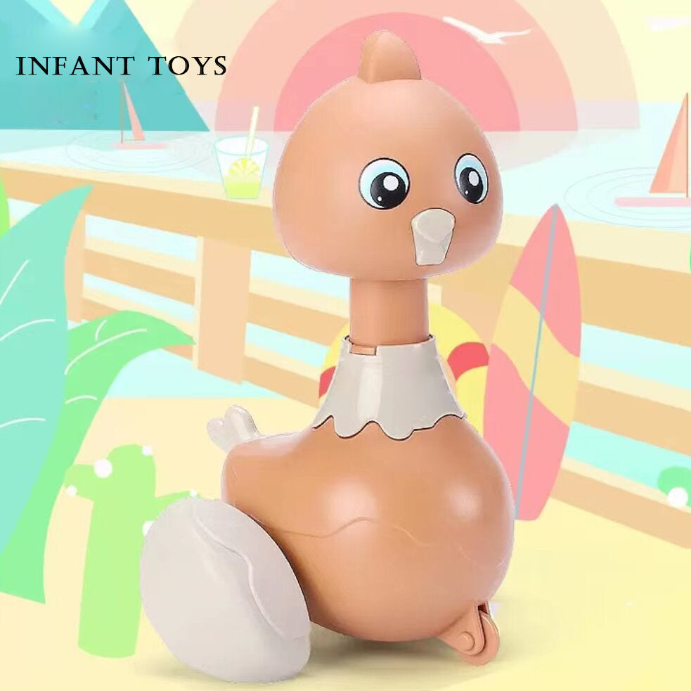 Baby classroom infant toys Press type Small chicken shape toy, baby crawling toy Puzzle toys no battery required