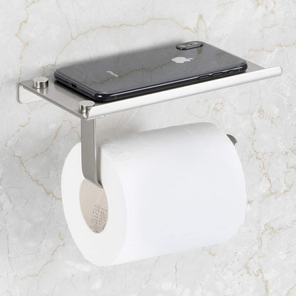 WALL-MOUNTED TOILET PAPER HOLDER ALUMINUM PAPER TOWEL ROLL HOLDER WITH PHONE HOLDER TOILET ROLL HOLDERS