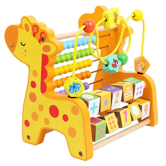 Meng shi shi Children's educational toys for developing fine motor, cognitive, counting, skills, Wooden beaded building block toys