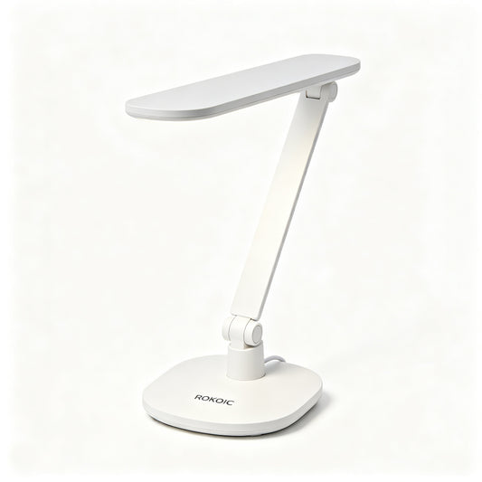 ROKOIC LED Desk Lamp, Dimmable Table Lamp with 3 Color Modes & 5 Brightness Levels, Eye Caring Reading Lamp with USB Charging Port, Touch Control, Adjustable Arm for Office Home