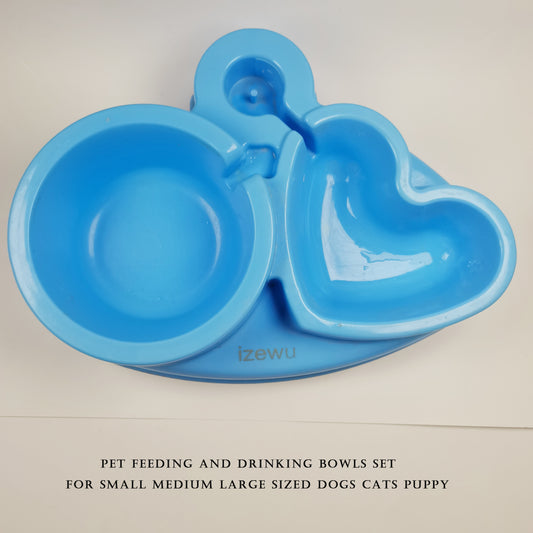 izewu Pet feeding and drinking bowls Plastic Cat Dog Food Water Bowl Set for Small Medium Size Dogs Cats Puppies