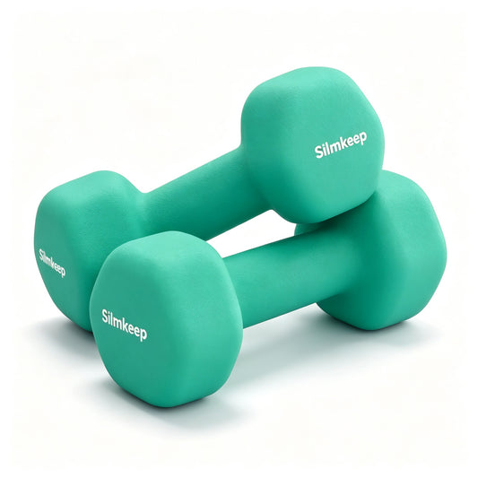 Silmkeep Dumbbell Set, 2x10lb Adjustable Weight Dumbbells with Non-Slip Grip, Hexagonal Anti-Roll Design, Home Gym Fitness Equipment for Strength Training Bodybuilding Weight Lifting
