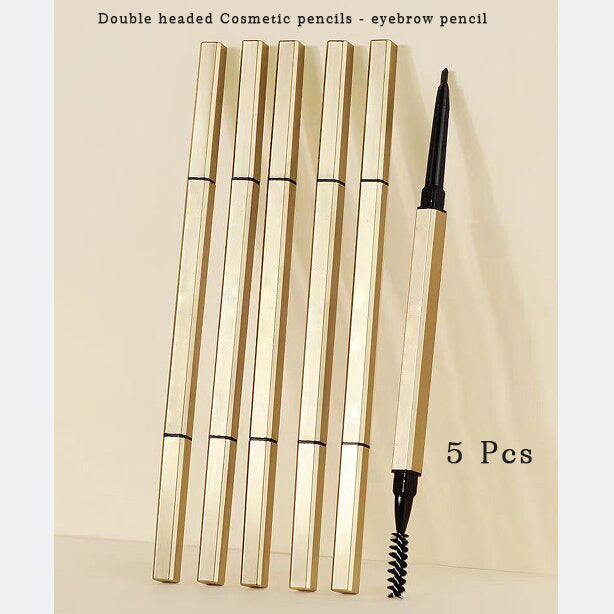 keiaceu Cosmetic pencils Double headed ultra-fine eyebrow pencil with brush, five color set