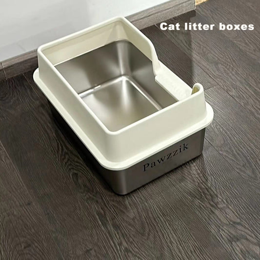 Pawzzik Cat litter boxes with High Sides, Non Stick Smooth Surface, Easy to Clean