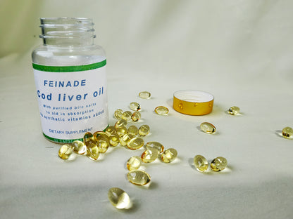 FEINADE Cod liver oil, Sustainably Sourced Burpless Oil Supplement with Vitamin D3 and A for Heart Joint Brain and Immune Support