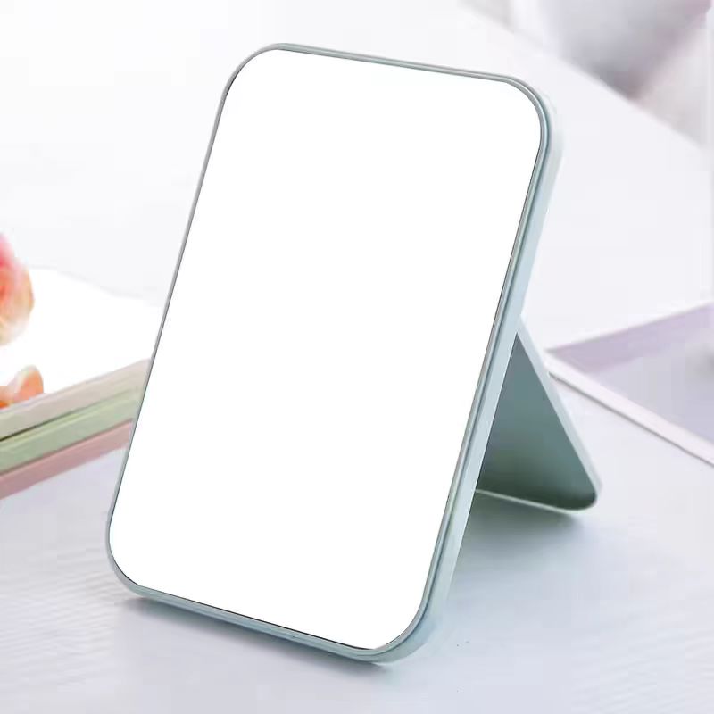 QWDVKZQ mirror Desktop foldable makeup mirror, simple and portable princess mirror, square makeup mirror, women's stand, small mirror