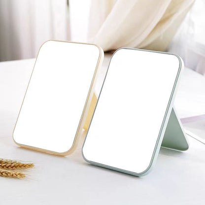 QWDVKZQ mirror Desktop foldable makeup mirror, simple and portable princess mirror, square makeup mirror, women's stand, small mirror