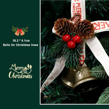 Shuyitt Bells for Christmas trees, Metal Christmas Bell Ornaments with Hanging Rope, 3Pcs